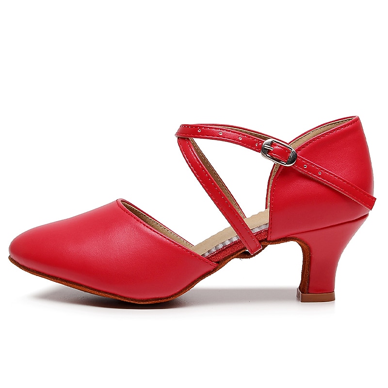 Women's Modern Shoes Party Evening Prom Practice Comfort Shoes Heel Solid Color High Heel Round Toe Buckle Adults' Dark Red Black Almond2