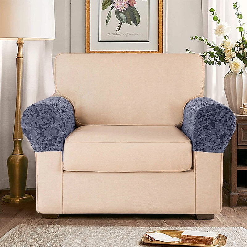 2 Pcs Strech Armrest Cover, Jacquard Armchair Covers for Sofa, Spandex Couch Armrest Slipcover for Recliner, Washable Anti-Scratch For Dogs Pet3