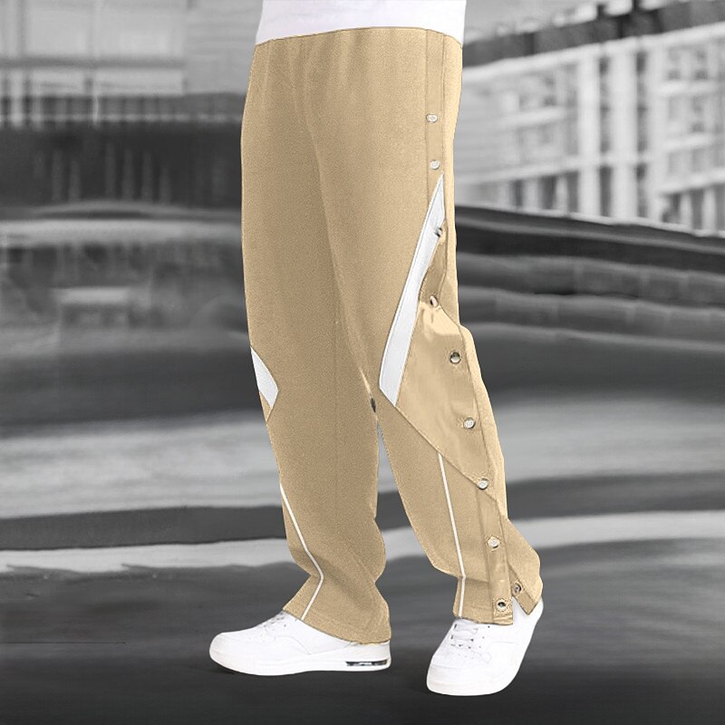 Men's Fleece Pants Sweatpants Joggers Trousers Drawstring Elastic Waist Side Button Patchwork Comfort Breathable Casual Daily Holiday Sports Fashion Black Dark Blue4