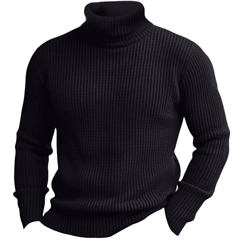 Men's Christmas Sweaters Turtleneck Sweater Pullover Sweater Jumper Knit Sweater Ribbed Knit Regular Tops Basic Plain Turtleneck Keep Warm Modern Contemporary Daily Wear Going out Clothing Apparel2