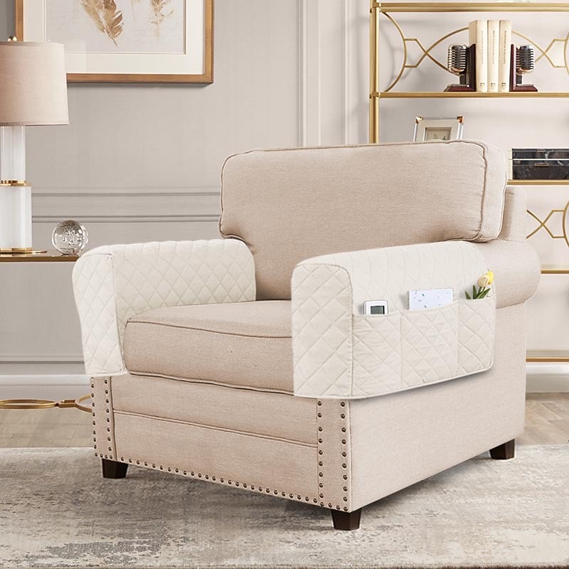 2 Pcs Water Resistant Armrest Covers for Chairs and Sofas Couch Arm Covers for Sofa Armrest Covers with Side Pocket Anti-Slip Furniture Protector Washable Armrest Slipcovers2