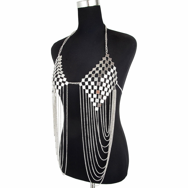 Metallic Backless Sparkle Camisole Body Chain Crop Tank Top Disco Tassel Fringe Fancy Dress Women's Carnival Party Club Adults Bra2