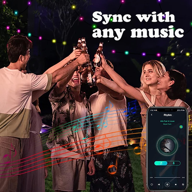 Elegant Wedding Reception Party 33 ft 100 LEDs Colour Changing Fairy Lights Music Sync Remote Control &amp; App Control USB DIY Waterproof Smart Fairy Lights for Party, Wedding, Bedroom, Christmas3