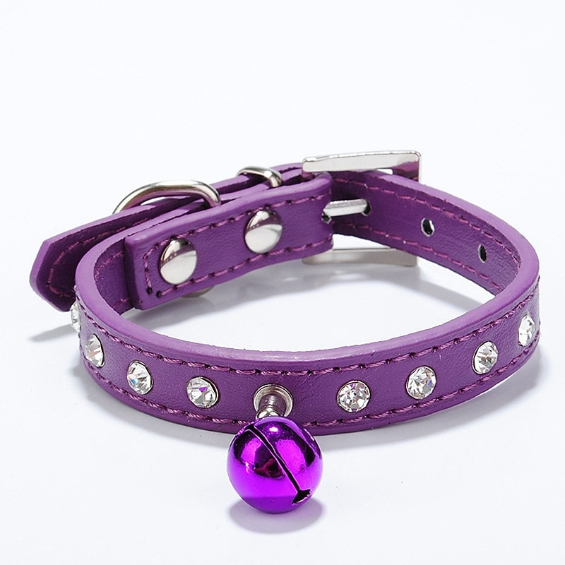 New Pet Dog Bell Collar Water Diamond Small Cat Collar4