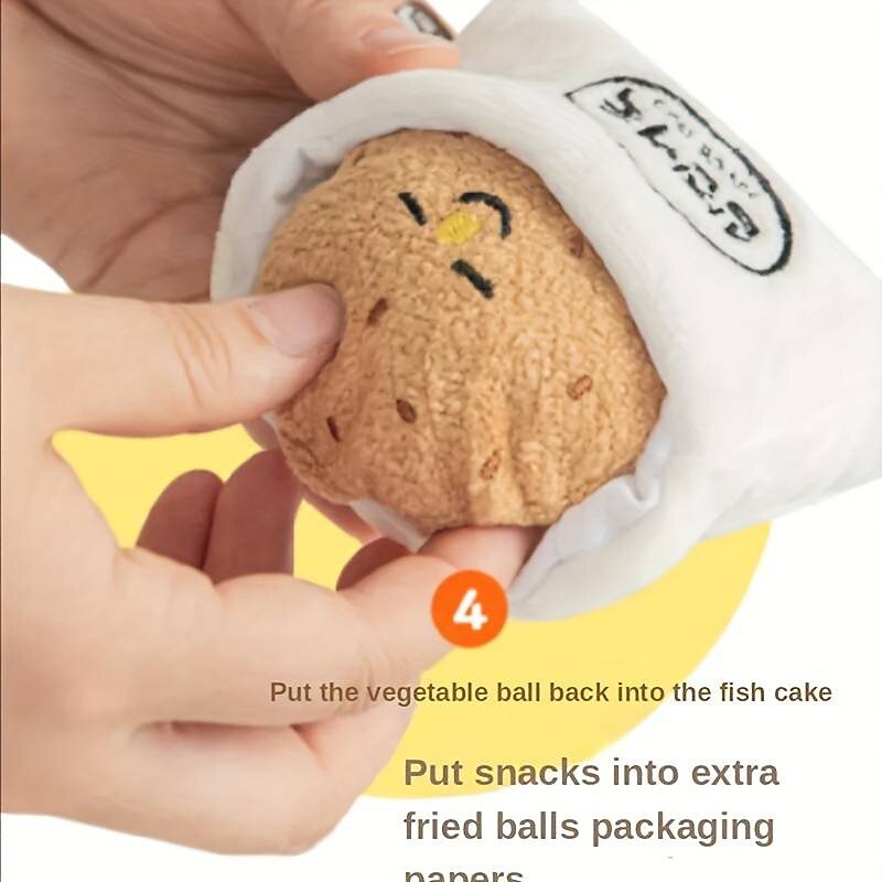 1pc Vegetable Meatballs Design Pet Grinding Teeth Squeaky Plush Toy Durable Chew Toy For Dog Interactive Supply4