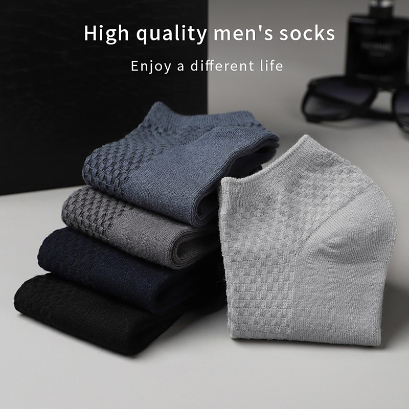 Men's 3 Pairs Crew Socks Low Cut Socks Black Light Grey Color Plain Casual Daily Basic Medium Summer Spring Fall Breathable3