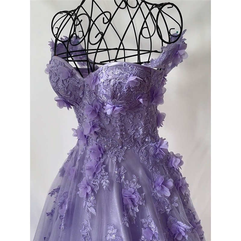 A-Line Prom Dresses Elegant Dress Formal Sweep / Brush Train Sleeveless Sweetheart Tulle with Pleats Sequin Appliques Masquerade Dress2