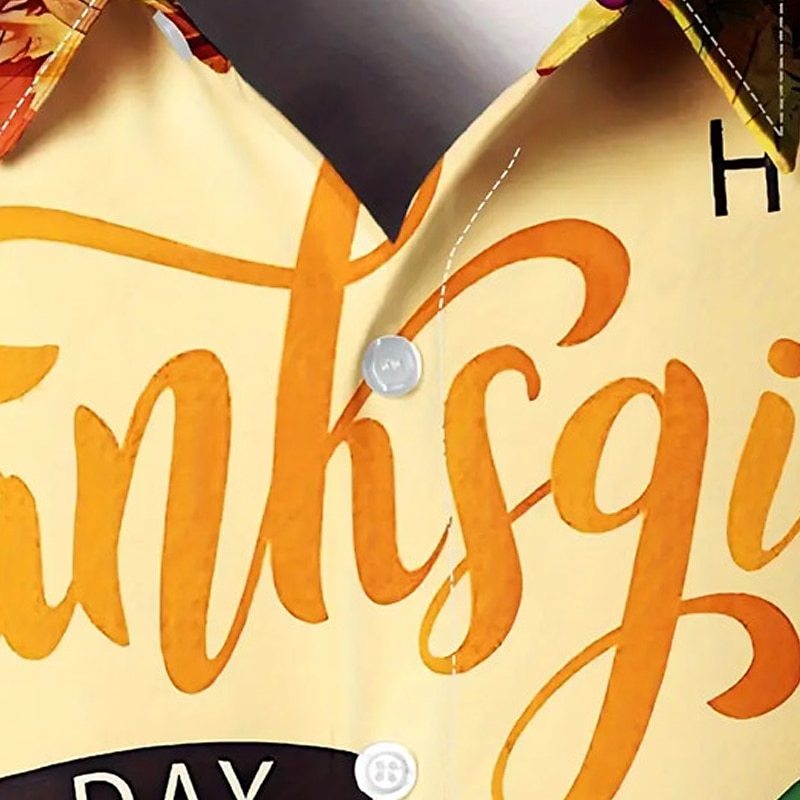 Thanksgiving Day Men's Letter Turkey Shirt Button Up Shirt Long Sleeve Casual Daily Wear Going out Fall & Winter Turndown Print Button-Down Khaki2