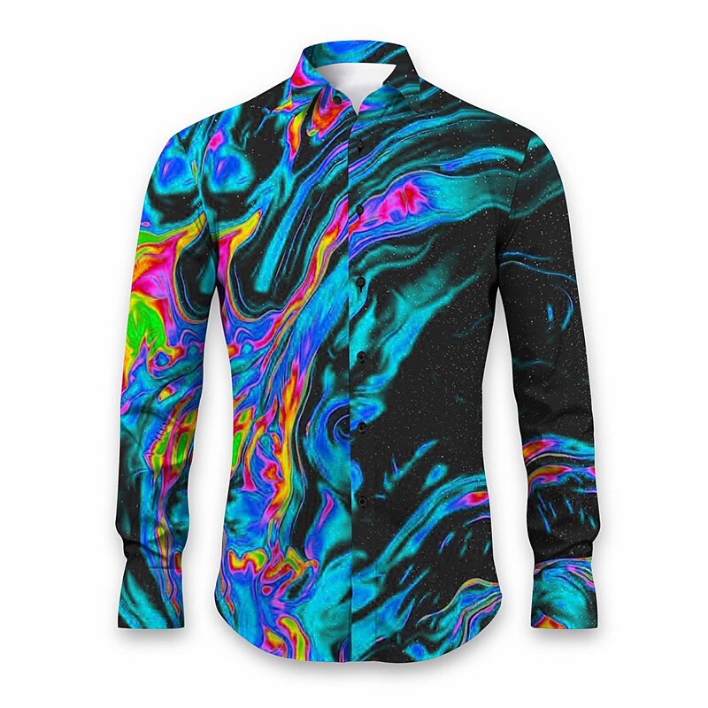 Men's Geometric Pattern Gradual Shirt Button Up Shirt Long Sleeve Abstract Daily Wear Going out Fall & Winter Turndown Print Button-Down Red Dark Navy Blue Purple Orange 6