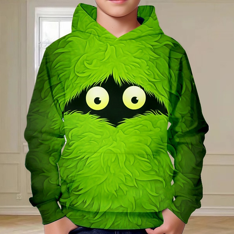 Christmas Boys 3D Elf Hoodie Pullover Long Sleeve 3D Print Fall Winter Fashion Streetwear Cool Kids 3-12 Years Hooded Outdoor Casual Daily Regular Fit2