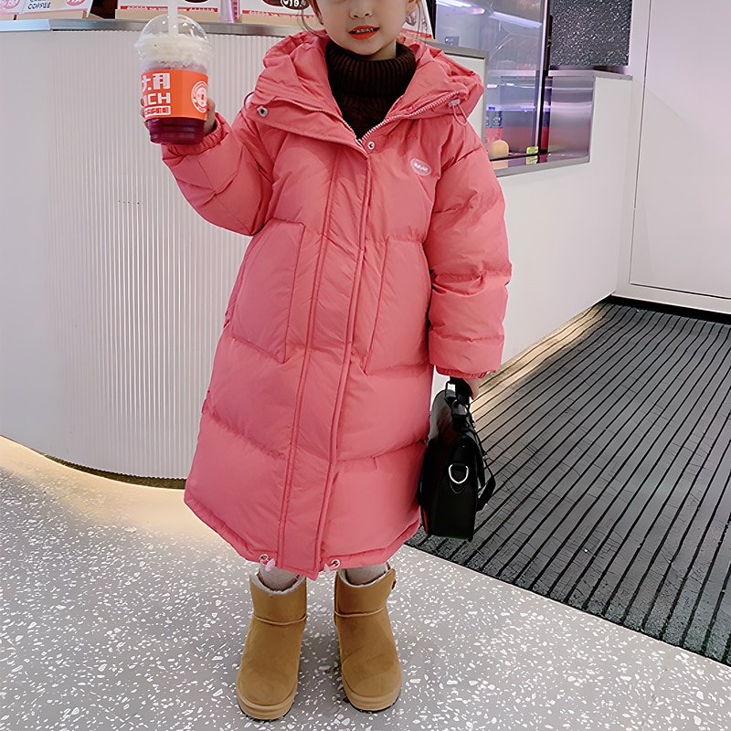 Kids Girls' Down Coat Puffer Jacket Kids Puffer Jacket Fashion Outdoor Cotton Coat Outerwear 2-12 Years Fall Black Rose Red4