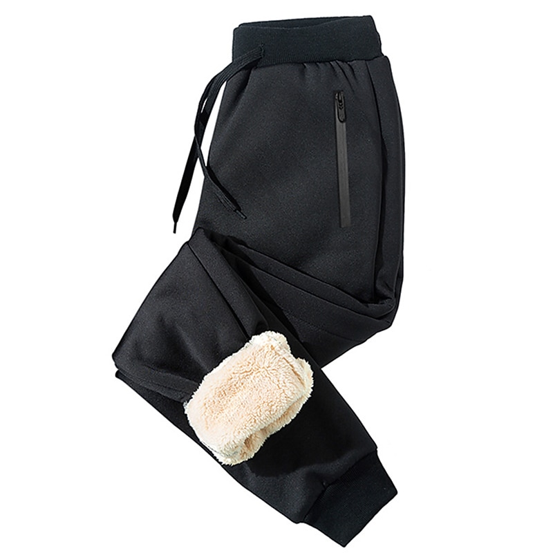 Men's Sherpa Fleece Pants Sweatpants Joggers Pocket Drawstring Elastic Waist Plain Comfort Breathable Outdoor Daily Going out Fashion Casual Black Blue2