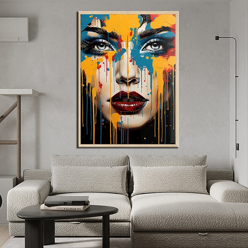 100% Hand Painted Wall Art Colorful Face Wall Art Woman Portrait Canvas Painting Abstract Girl Wall Decor Oil Painting Art Decor Home Decoration ready to hang or canvas3