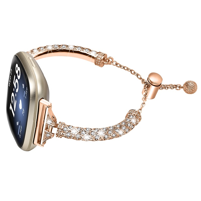Smart Watch Band Compatible with Fitbit Versa 4, Sense 2, Versa 3, Sense Stainless Steel Smartwatch Strap Women Glitter Crystal Jewelry Bracelet Replacement  Wristband2