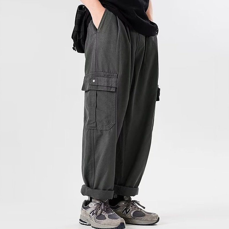 Men's Cargo Pants Cargo Trousers Techwear Pocket Drawstring Elastic Waist Plain Comfort Breathable Outdoor Daily Going out Fashion Casual Black Brown3