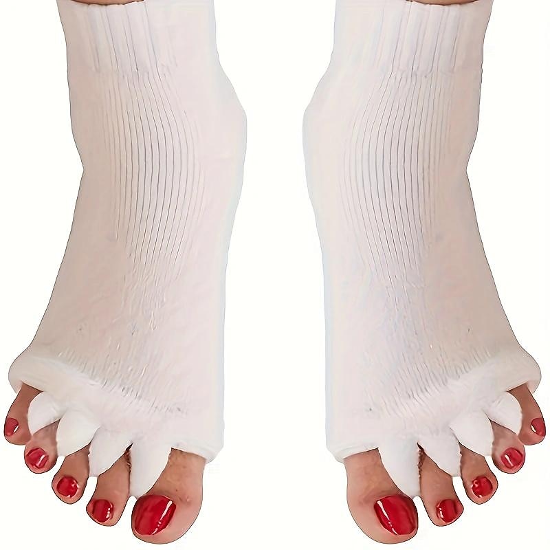 1 Pairs Toeless Yoga Socks, Five-toe Split Socks, Comfy & Breathable Foot Alignment Socks, Non-slip Massage Socks4