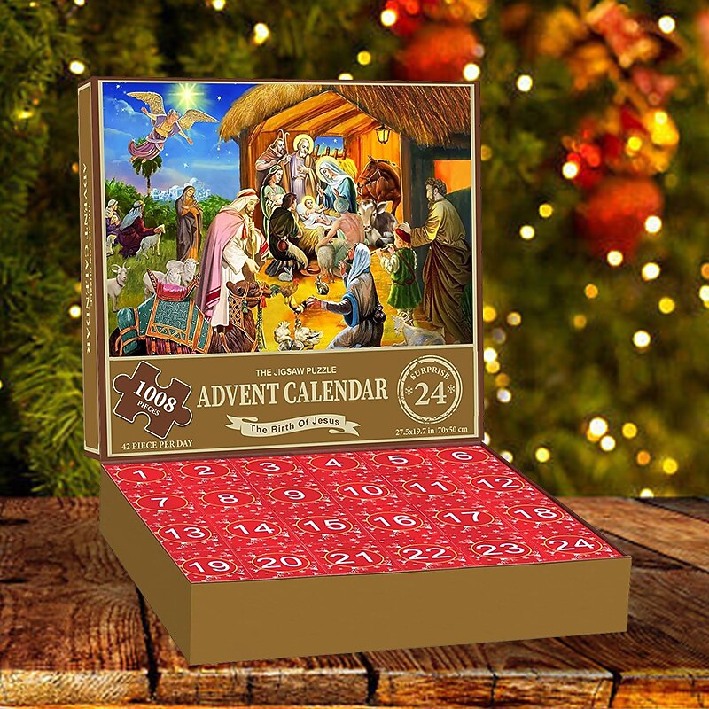 Christmas Advent Calendar 2025 - Welcoming The Nativity, Christmas Advent Calendar Jigsaw Puzzle 24 Boxes,1008 Pieces Puzzles Countdown To Christmas, Xmas Gifts For Women Men Kids2