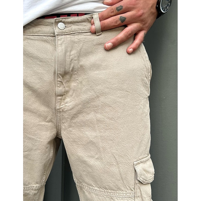 Men's Cargo Pants Cargo Trousers Pocket Plain Comfort Breathable Outdoor Daily Going out 100% Cotton Fashion Casual Beige4