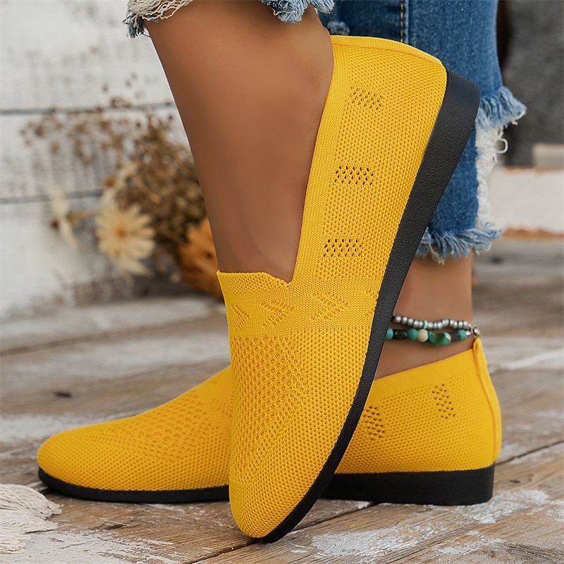 Women's Navy Blue Knit Loafers – Breathable Slip-On Casual Flats for Comfort and Everyday Wear 16