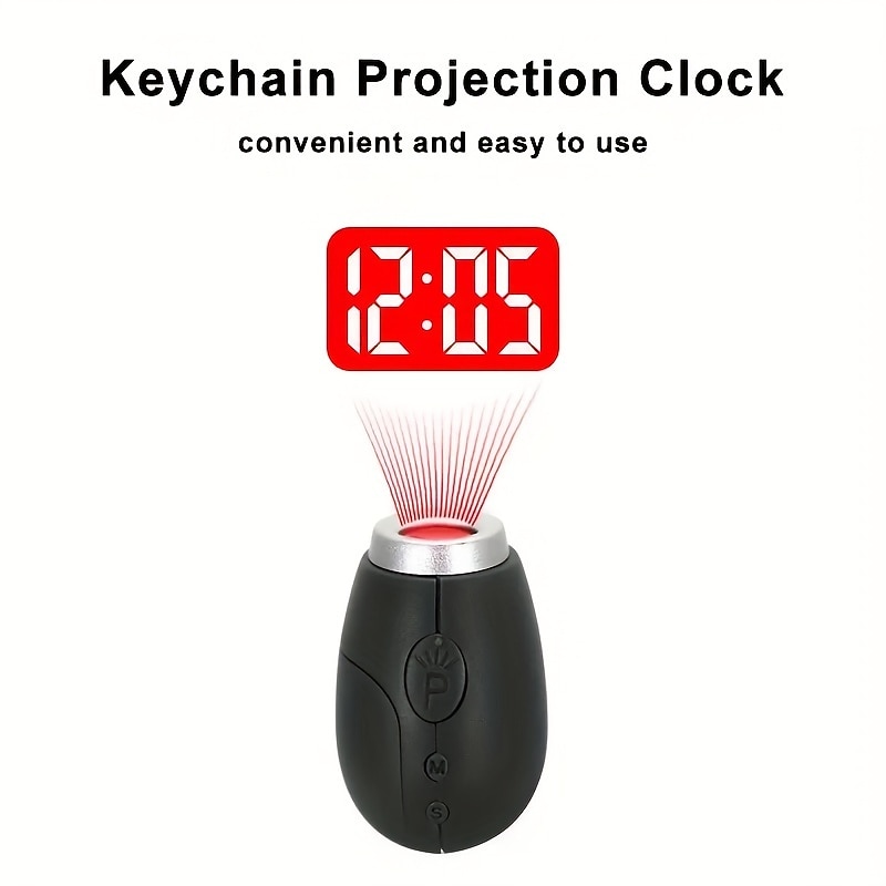 Creative Projection Electronic Clock LED Digital Clock Mini Portable Projection Clock Flashlight Keychain Projection Watch2