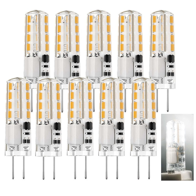 10PCS G4 LED Bulb 2W 20W Halogen Bulb Replacement G4 Double Pin Base Bulb Non-Dimmable RGB  Warm Light Neutral light White light for Landscape Under Cabinet/counter RV LightingAC220V AC110V4
