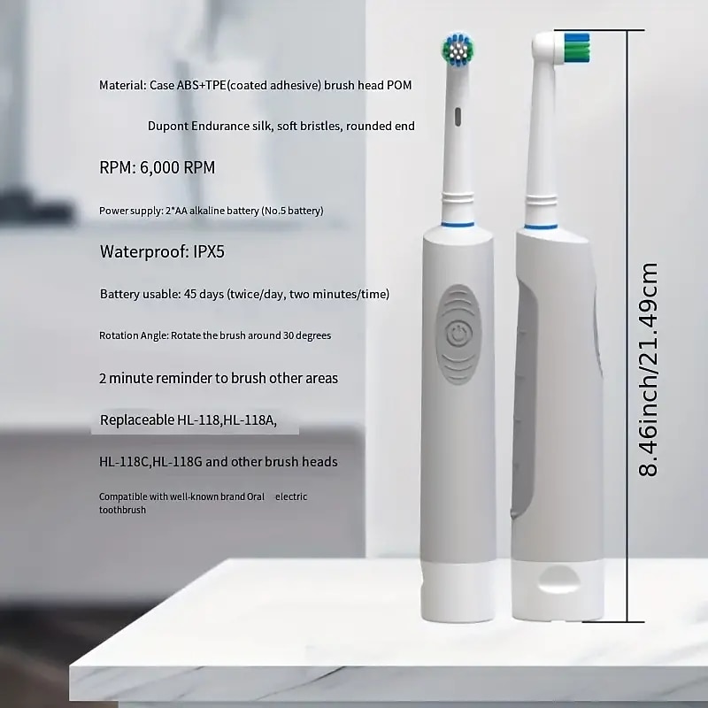 Induction Electric Toothbrush Set for Couples - Soft Hair Rotary Round Head Automatic Compatible Brush Heads Ideal for Men and Women Promotes Oral Health3