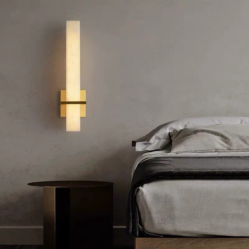 Modern Marble Wall Sconce Long Linear Gold Brass Wall Lamp Bedside Wall Light Bathroom Vanity Light Fixture Bar Hardwired Wall Mount Lighting for Living Room Dinning Room Hallway 110-240V3