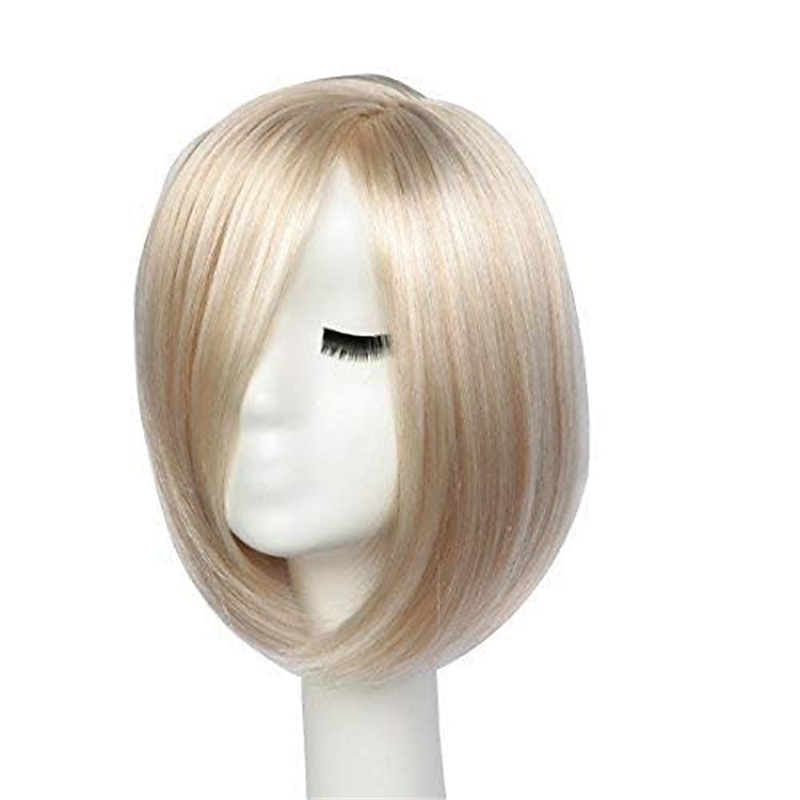 Short Platinum Blonde Wigs for Women Bob Wig Natural Straight Wig Side Part Hair for Daily Party Cosplay Halloween3