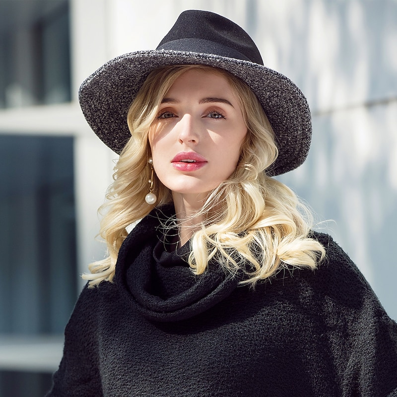 Hats 100% Wool Fedora Hat Top Hat Casual Holiday Elegant Wedding With Splicing Headpiece Headwear3