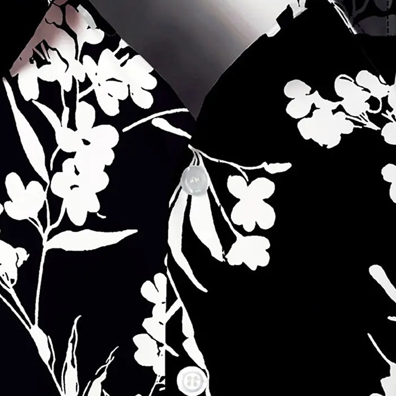 Men's Floral Shirt Button Up Shirt Long Sleeve Casual Daily Wear Going out Fall & Winter Turndown Print Button-Down Black Green3