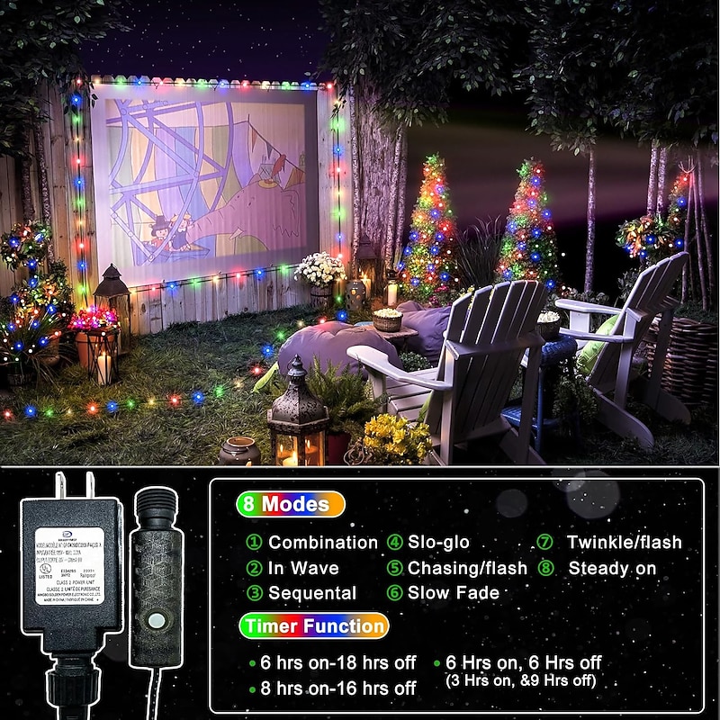 Outdoor IP67 Waterproof LED Strips Lights 328ft 100m Flexiable Christmas String Lights 1000 LEDs Multicolor Creative String Lights for Patio Lawn Garden Holiday Lights Party Holiday Wedding 29V3