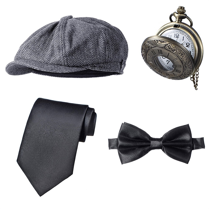 Retro Vintage Roaring 20s 1920s Outfits Vest The Great Gatsby Gentleman Fancy Dress Men's Halloween Carnival New Year Carnival Party / Evening Masquerade Adults' Cravat Vest More Accessories All4