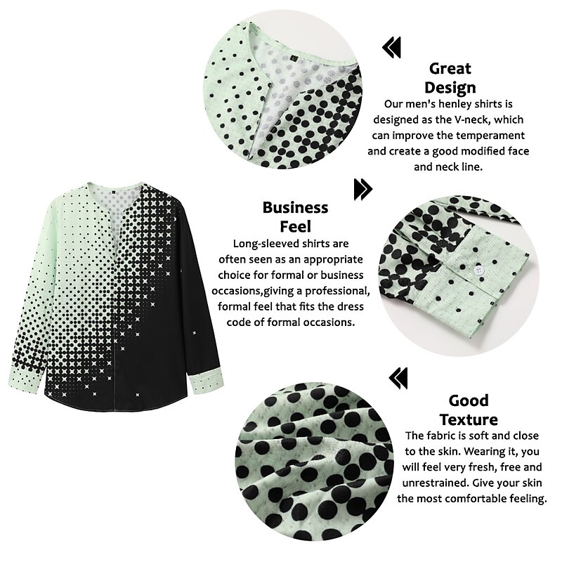 Men's Shirt Dress Shirt Geometric Pattern Outdoor Casual White Pink Blue Green Long Sleeve V Neck Summer Fall Clothing Apparel Print2