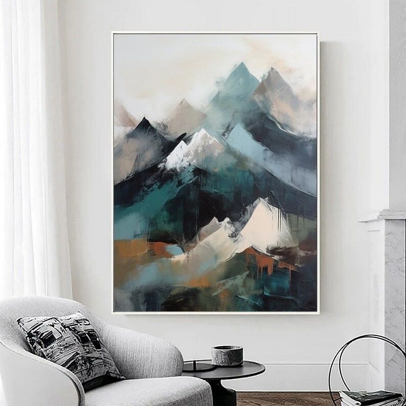 Handmade Abstract Snowy Mountain Landscape Nature Oil Painting Large Canvas Wall Art Decoration Modern Mountain Custom for Home Decor Rolled Frameless Unstretched Painting3