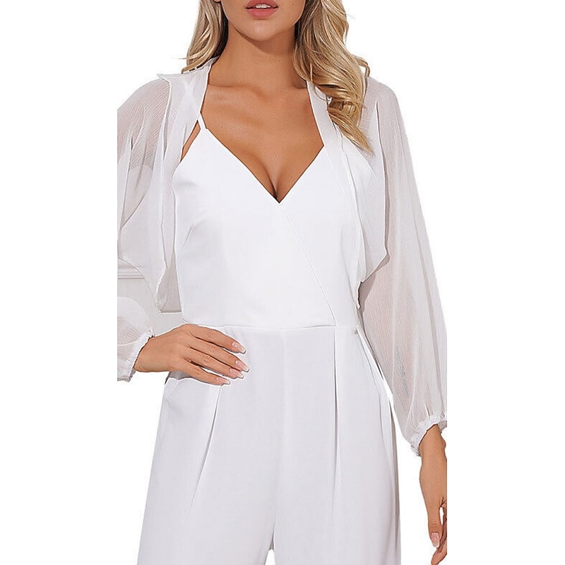 Shawls Women's Wrap Bolero Elegant Pure Long Sleeve Chiffon Wedding Wraps With Pure Color For Party Evening Wear Spring & Summer