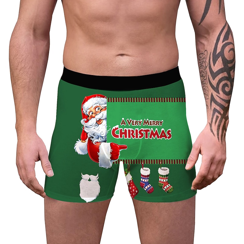 Christmas Gifts Boxer Briefs Underwear Men's Christmas Costume Party Adults' Christmas Carnival Masquerade Christmas Party