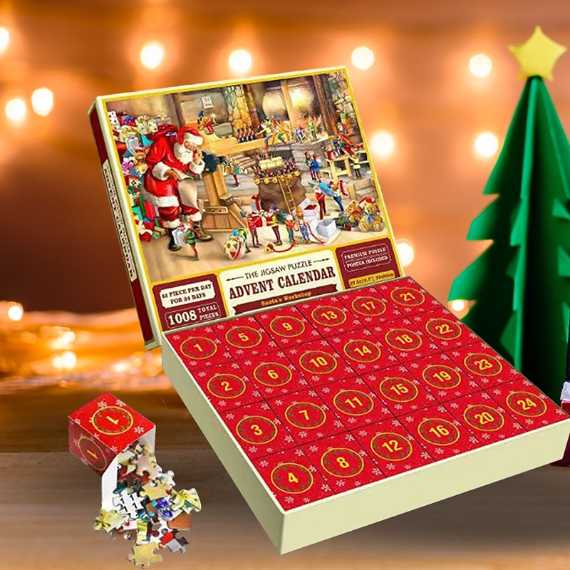Jigsaw Puzzle Advent Calendar 2025-1008 Pieces Jigsaw Puzzle for Adult Kids,24 Days Countdown Calendar,The Birth of Jesus,Family Game Puzzle,Christmas Gift Idea for Teens2