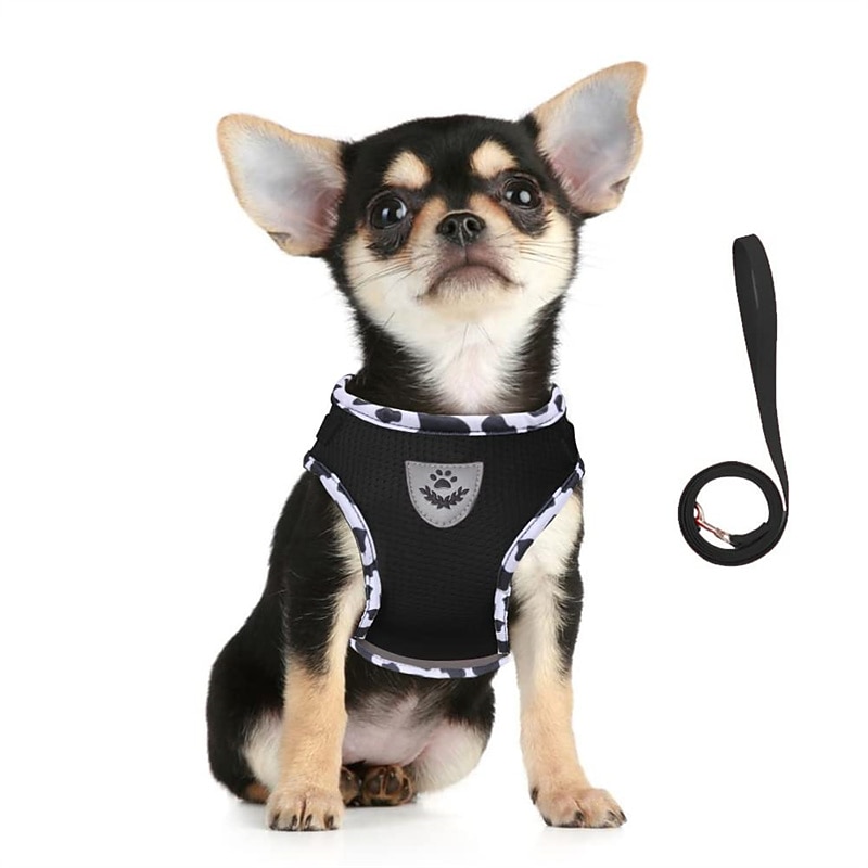 Dog Harness and Leash Set for Walking Soft Mesh Adjustable Easy Control Lightweight Cat Vest Harnesses with Reflective Strips Escape Proof Small Dogs Cats Vests2