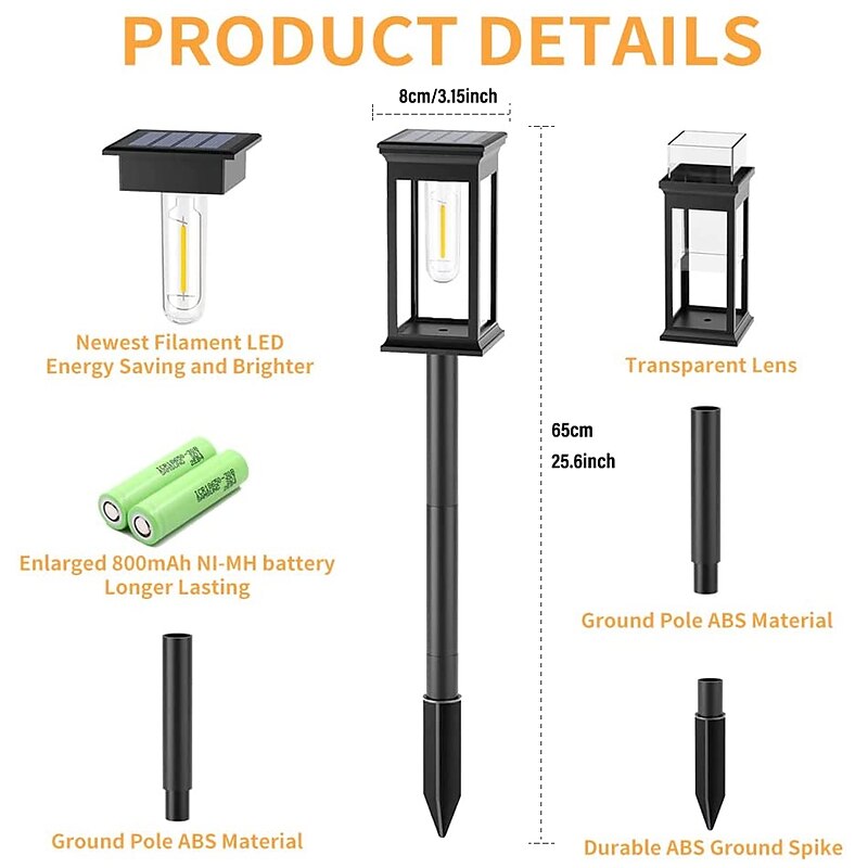 LED Pathway Lights Outdoor Solar Street Light Waterproof IP65 Solar Garden Decorative Light Landscape Lighting for Yard Lawn Patio Walkway4
