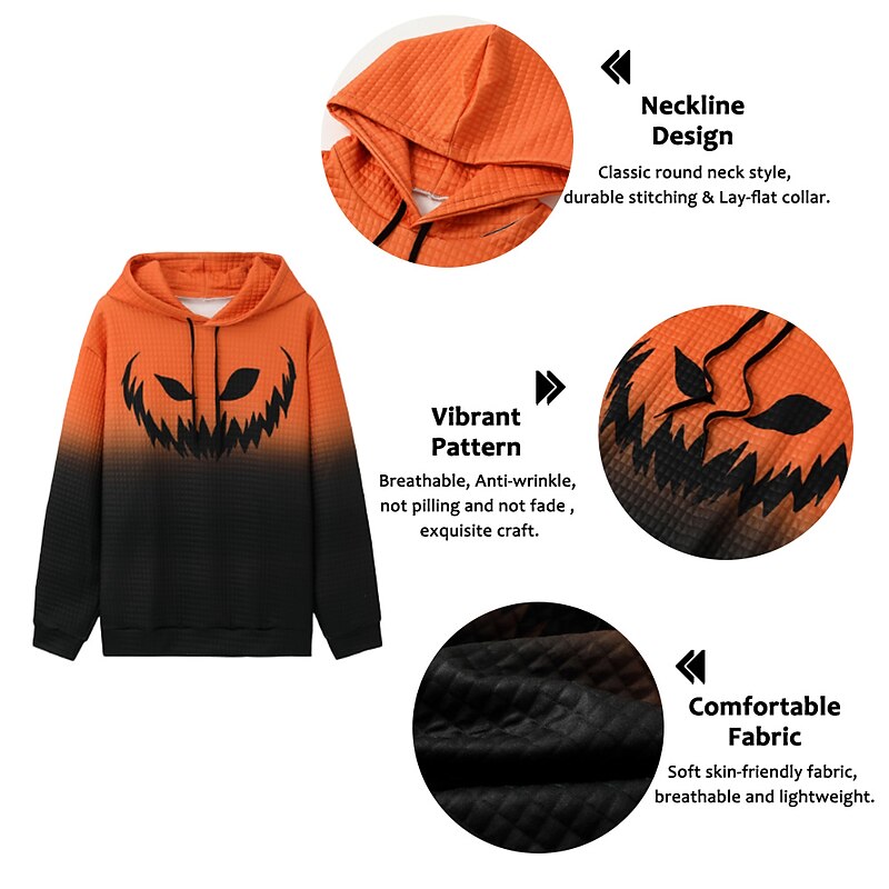 Men's Color Block Graphic Prints Monster Hoodie Hoodies Waffle Hoodie Daily Classic Long Sleeve Hooded Halloween Holiday Going out Yellow Red Print Spring &  Fall Designer2