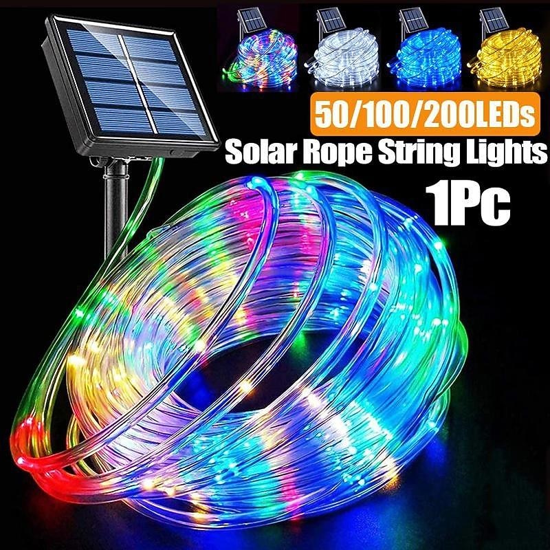 Waterproof LED Rope String Lights Outdoor Solar Rope Lights Outdoor Pool Light Strip Tube Light Copper Wire Fairy Lights for Garden Fence Patio Yard Summer Party Wedding Indoor Decor2