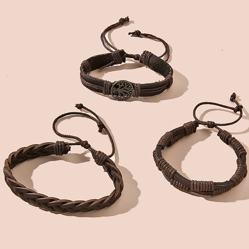 Men's Leather Bracelet Thick Chain Totem Series Wedding Tree of Life Fashion Personalized Rock Leather Bracelet Jewelry Coffee For Party Evening Gift Birthday Festival3