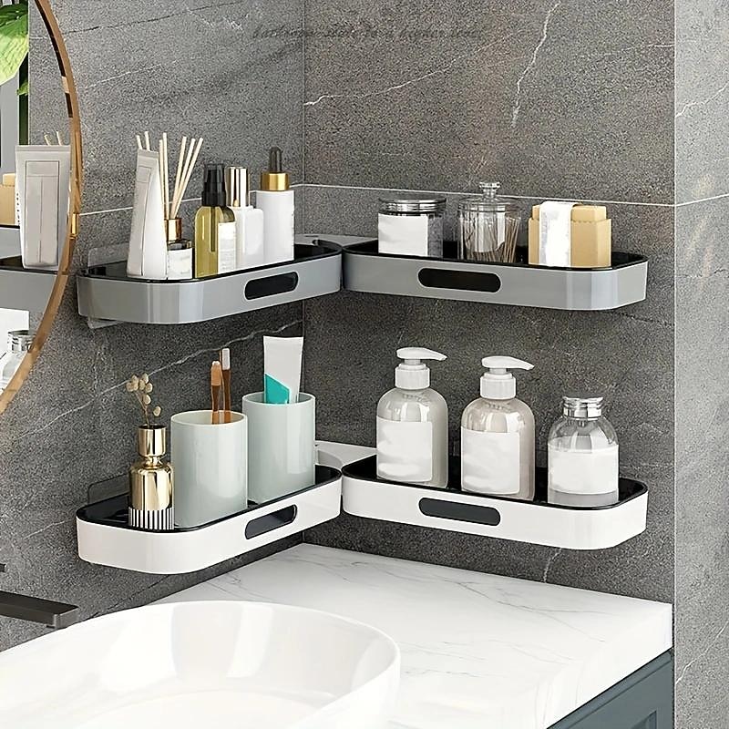 Maximize Your Bathroom Storage with This Wall-Mounted Plastic Shelf Rack2