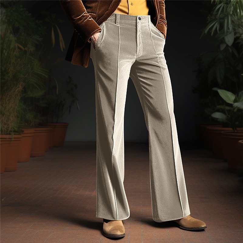 Men's Dress Pants Flared Pants Bell Bottom Trousers Suit Pants Pocket Plain Comfort Business Daily Holiday Fashion Chic & Modern Blue Green2