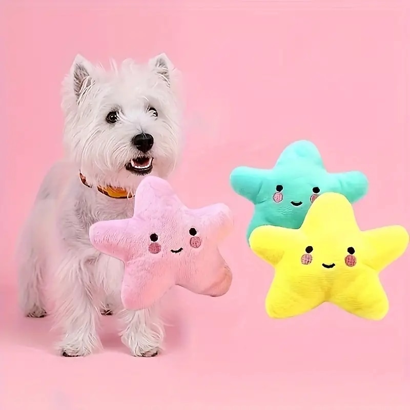 Durable and Interactive Star-Shaped Dog Chew Toy with Squeaker - Perfect for Aggressive Chewers