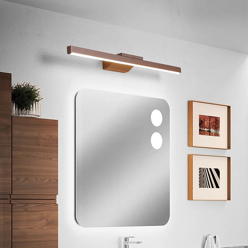 LED Mirror Headlights Coffee Colored Bathroom LED Modern and Minimalist Nordic Bathroom Household Mirror Cabinet Creative Dressing Table Makeup Lighting Fixtures AC110V AC220V3