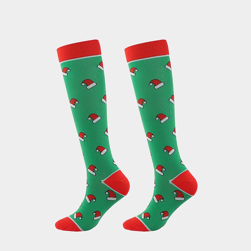 Christmas Compression Socks, Unisex Christmas Themed Pattern Knee High Thermal Stockings, Best Support For Nurse, Medical, Running, Athletic4