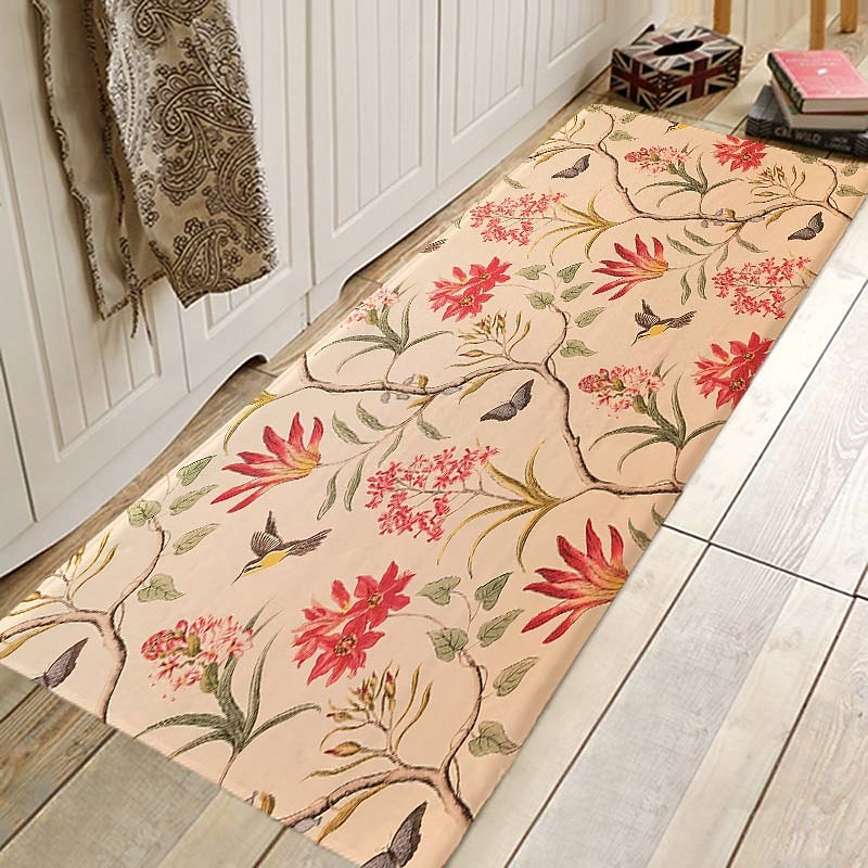 Floral Plant Area Rug Kitchen Mat Non-Slip Oil Proof Floor Mat Rug Indoor Outdoor Mat Bedroom Decor Bathroom Mat Entrance Rug Door Mat2