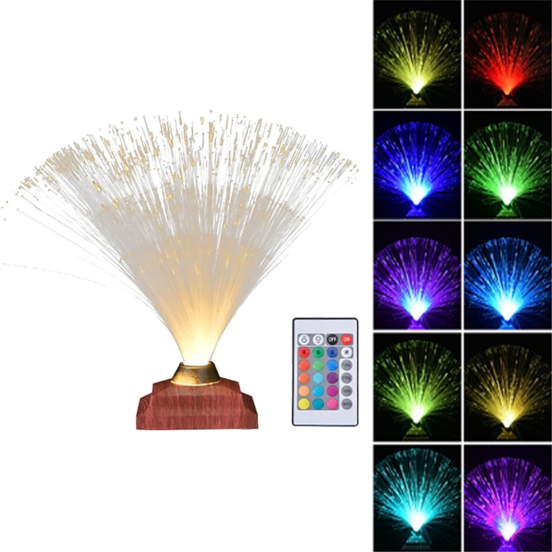 Colorful Fiber Optic Light LED Creative Touch Flash Bedroom Full of Stars Fiber Flower Atmosphere Desk Lamp USB 1PC 5