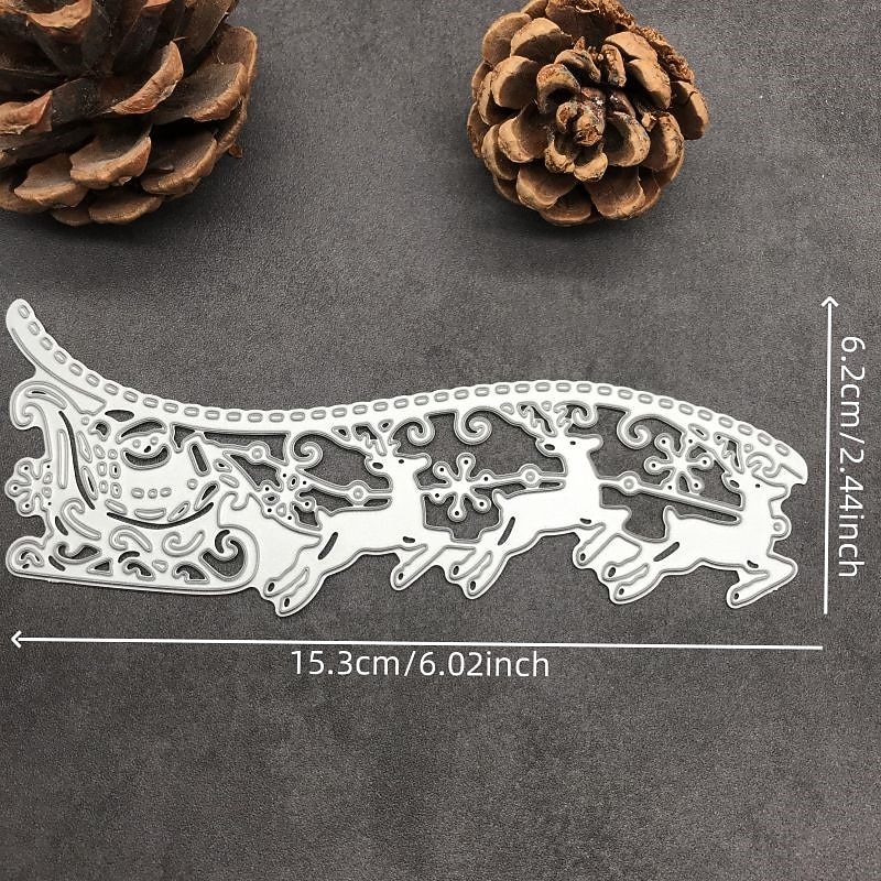 1pc Santa Deer Sleigh Border Metal Cutting Dies Stencils Die Cut For DIY Scrapbooking Album Paper Card Embossing3